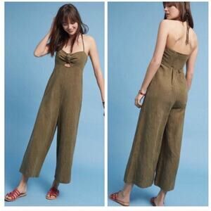 Anthropologie Elevenses Jumpsuit‎ Olive Green